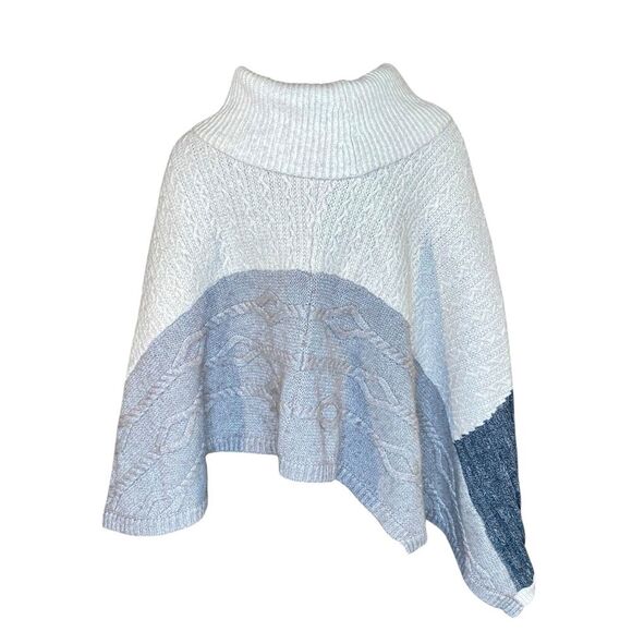 White House Black Market Poncho Cowl Neck Women Size Medium Geometric Pattern - Picture 3 of 6